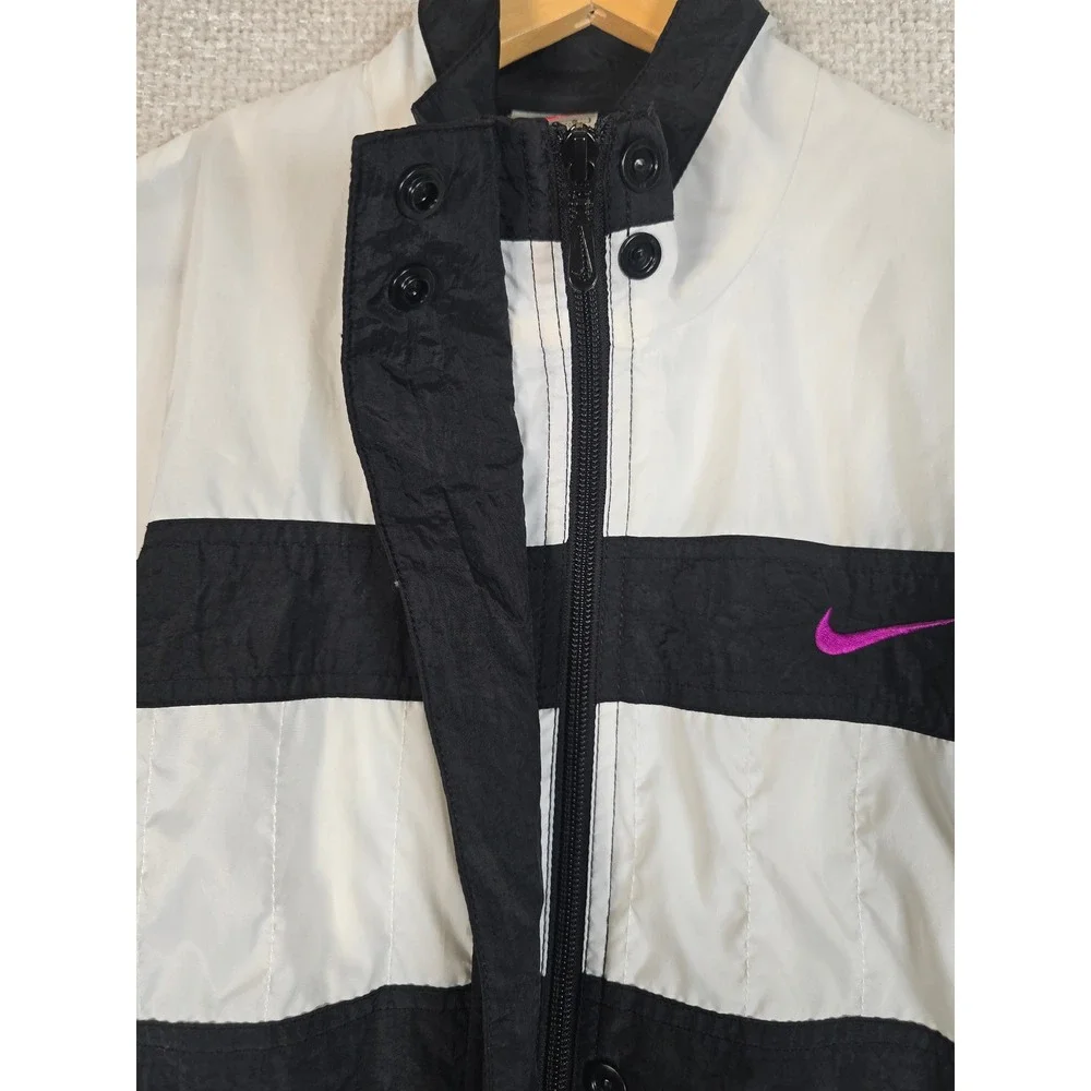 Vintage 90s Nike Windbreaker Jacket Youth L 12-14 Fits Women's‎ S Black White